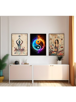 Modern Tarz Mdf Plastik Çerçeveli 3'lu Dekoratif Tablo 133