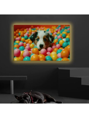 Marsilyan LED Işıklı Kanvas Tablo, 3D Dekoratif Baskılı Tablo Yapay Zeka Desteksli Hayvanlar  226