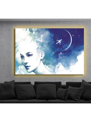 Marsilyan LED Işıklı Kanvas Tablo, 3D Dekoratif Baskılı Tablo Yapay Zeka Destekli Modern Tasarımlar 28