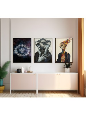 Modern Tarz Mdf Plastik Çerçeveli 3'lu Dekoratif Tablo 83