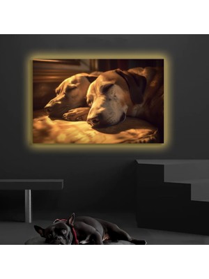 LED Işıklı Kanvas Tablo, 3D Dekoratif Baskılı Tablo Yapay Zeka Desteksli Hayvanlar  96