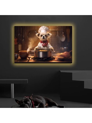 Marsilyan LED Işıklı Kanvas Tablo, 3D Dekoratif Baskılı Tablo Yapay Zeka Desteksli Hayvanlar  128