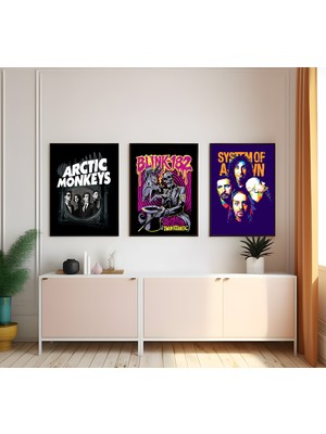 Modern Tarz Mdf Plastik Çerçeveli 3'lu Dekoratif Tablo 211