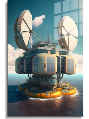 Marsilyan Space/uzay Yapay Zeka Özel Tasarım Cam Tablo Ofis, Mutfak Çocuk Odası, Salon 06