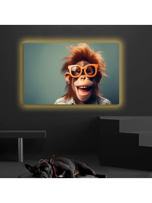 LED Işıklı Kanvas Tablo, 3D Dekoratif Baskılı Tablo Yapay Zeka Desteksli Hayvanlar  91