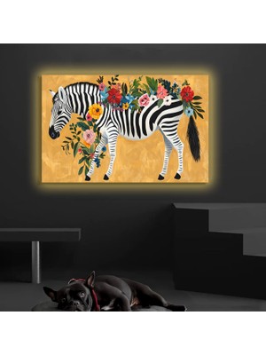 Marsilyan LED Işıklı Kanvas Tablo, 3D Dekoratif Baskılı Tablo Yapay Zeka Desteksli Hayvanlar  205