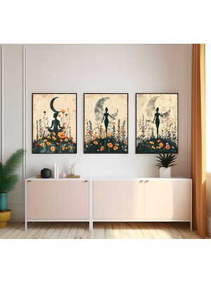 Modern Tarz Mdf Plastik Çerçeveli 3'lu Dekoratif Tablo 72