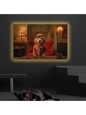 LED Işıklı Kanvas Tablo, 3D Dekoratif Baskılı Tablo Yapay Zeka Desteksli Hayvanlar  48