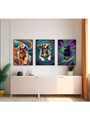 Modern Tarz Mdf Plastik Çerçeveli 3'lu Dekoratif Tablo 03