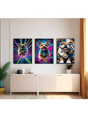 Modern Tarz Mdf Plastik Çerçeveli 3'lu Dekoratif Tablo 02