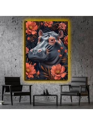 Marsilyan LED Işıklı Kanvas Tablo, 3D Dekoratif Baskılı Tablo Yapay Zeka Desteksli Hayvanlar  399