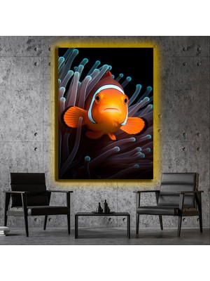 Marsilyan LED Işıklı Kanvas Tablo, 3D Dekoratif Baskılı Tablo Yapay Zeka Desteksli Hayvanlar  452