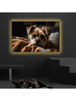 Marsilyan LED Işıklı Kanvas Tablo, 3D Dekoratif Baskılı Tablo Yapay Zeka Desteksli Hayvanlar  52