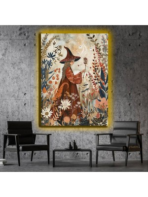 Marsilyan LED Işıklı Kanvas Tablo, 3D Dekoratif Baskılı Tablo Yapay Zeka Desteksli Hayvanlar  447