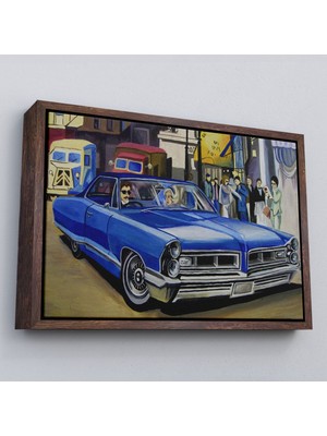 Çerçeveli Fırça Darbeleri Ile Soyut Yağlıboya Görünüm Dekoratif Kanvas Duvar TABLOSU-3761