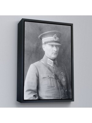 Marsilyan Çerçeveli Atatürk Portre Tablosu Mustafa Kemal Atatürk Dikdörtgen Dekoratif Kanvas Tablo-75