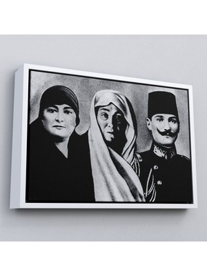 Marsilyan Çerçeveli Atatürk Portre Tablosu Mustafa Kemal Atatürk Dikdörtgen Dekoratif Kanvas TABLO-136