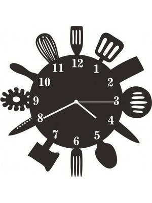 TeknoTrust Şık Siyah Yuvarlak Çatal Bıçak Takımı, 41 cm, Modern Mutfak Dekoru