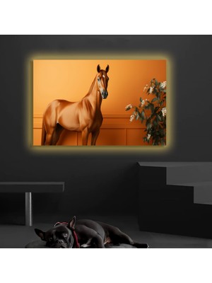 Marsilyan LED Işıklı Kanvas Tablo, 3D Dekoratif Baskılı Tablo Yapay Zeka Desteksli Hayvanlar  78