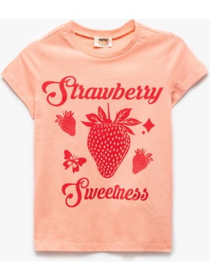 Koton Çilek Baskılı Pamuklu Bisiklet Yaka Kısa Kollu Tişört
