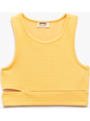 Koton Pencere Detaylı Slim Fit Bürümcük Kolsuz Bisiklet Yaka Crop Atlet