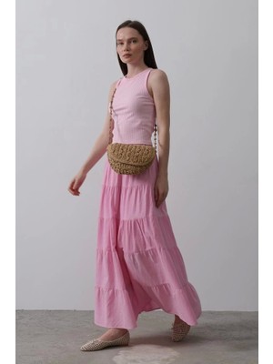 Kat Kat Keten Etek - Şeker Pembe