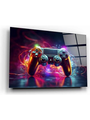 Gamer Oyun Konsolu Cam Tablo | Hediyelik, Dekoratif, Ofis, Mutfak