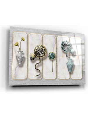 Marsilyan Vazo ve Çiçekler Cam Tablo | Hediyelik, Dekoratif, Ofis, Mutfak