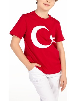 Çocuklar Için Unisex Ay Yıldızlı (Türk Bayraklı) Tişört 23 Nisan Için