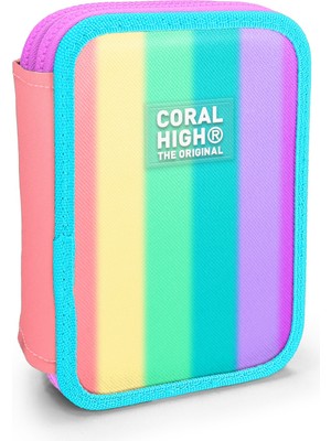 Coral High Renkli Çizgili Desenli Çift Katlı Kalem Çanta 11130