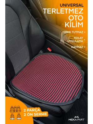 Meka Part Terletmez Koltuk Koruyucu Kılıf 2 Parça Serme Sadece Ön Universal Kırmızı Siyah