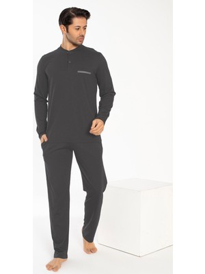 Erkek Uzun Kol Füme Pijama Takım C7T2N0O-049