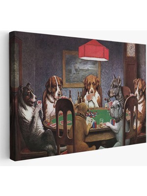 Cassius Marcellus Coolidge - Poker Oynayan Köpekler Eseri Kanvas TABLO-5170