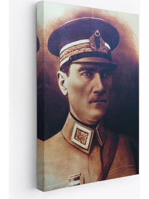 Atatürk Portre Tablosu Mustafa Kemal Atatürk Dikdörtgen Dekoratif Kanvas Tablo-Cö-66