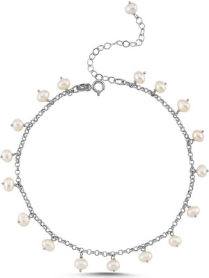 925 Ayar Gümüş Incili Zincir Bileklik 4 mm BVRTST14587BLK