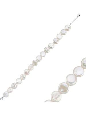 14 Ayar Altın 12 mm Para Inci Bileklik