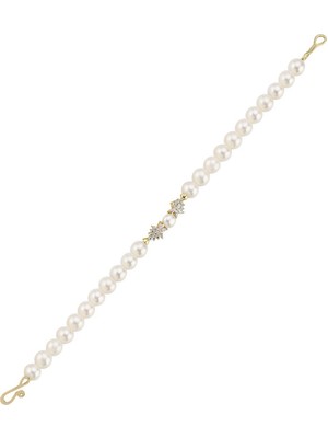 14 Ayar Altın 6 mm Zirkon Taşlı Doğal Inci Bileklik