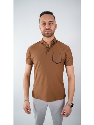 Coonless Erkek Kahve Yakalı Tshirt