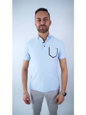 Coonless Erkek Mavi Yakalı Tshirt