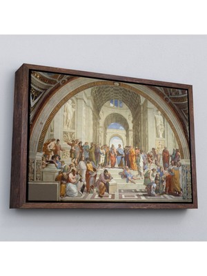 Marsilyan Çerçeveli Atina Okulu Tablosu - Raffaello SANZIO-6642
