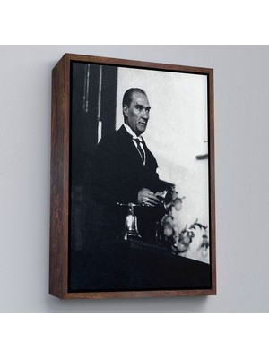 Çerçeveli Atatürk Portre Tablosu Mustafa Kemal Atatürk Dikdörtgen Dekoratif Kanvas TABLO-148