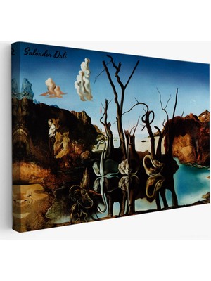 Salvador Dali - Filleri Yansıtan Kuğular Tablo - Swans Reflecting ELEPHANTS-7118