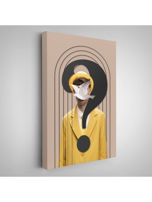 Yüzünde Kuş Olan Adam Pop Art TABLO-7848
