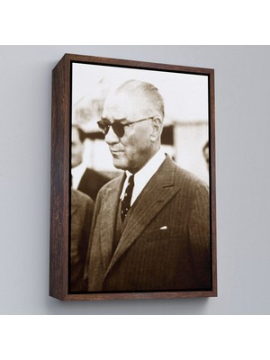 Marsilyan Çerçeveli Atatürk Portre Tablosu Mustafa Kemal Atatürk Dikdörtgen Dekoratif Kanvas TABLO-143