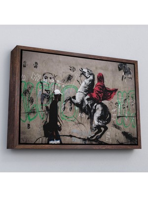 Marsilyan Çerçeveli Banksy Napolyon Geçişi Alpler Kanvas TABLOSU-5094