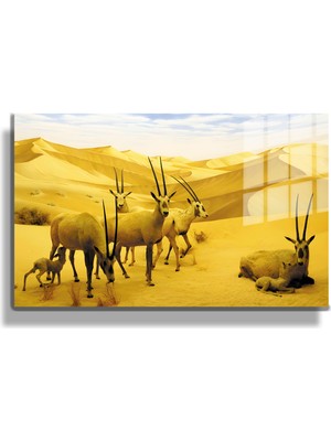 Marsilyan Eğlenceli Hayvanlar, Yapay Zeka Destekli, 3D Dekoratif Baskı Yatay Cam Tablo 191