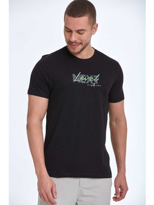 Voltaj Fair Baskılı Erkek Tişört Siyah