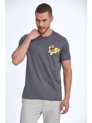 Voltaj Enara Baskılı Erkek Tişört Antrasit