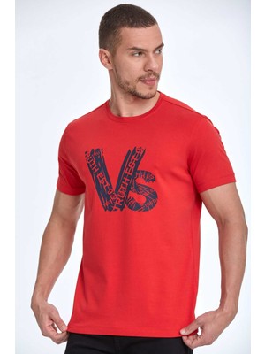 Gusta Baskılı Erkek Tişört Kırmızı