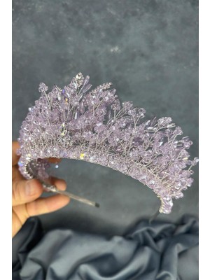 Lila Livan Boncuklu Gelin Kına Tacı Saç Aksesuarı